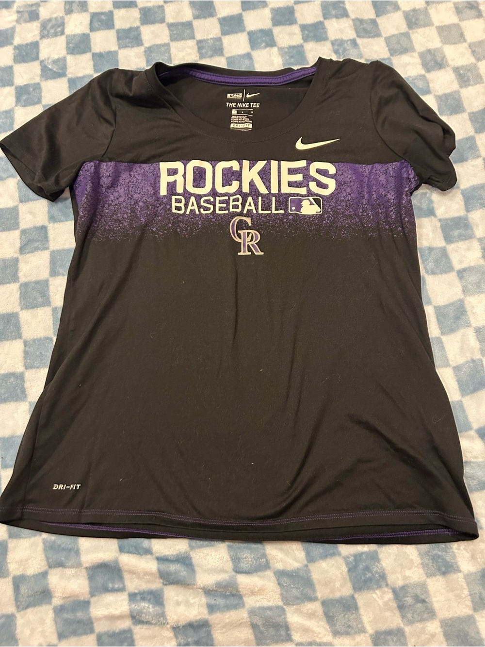 Nike Black and Purple Colorado Rockies Short Sleeve Tee